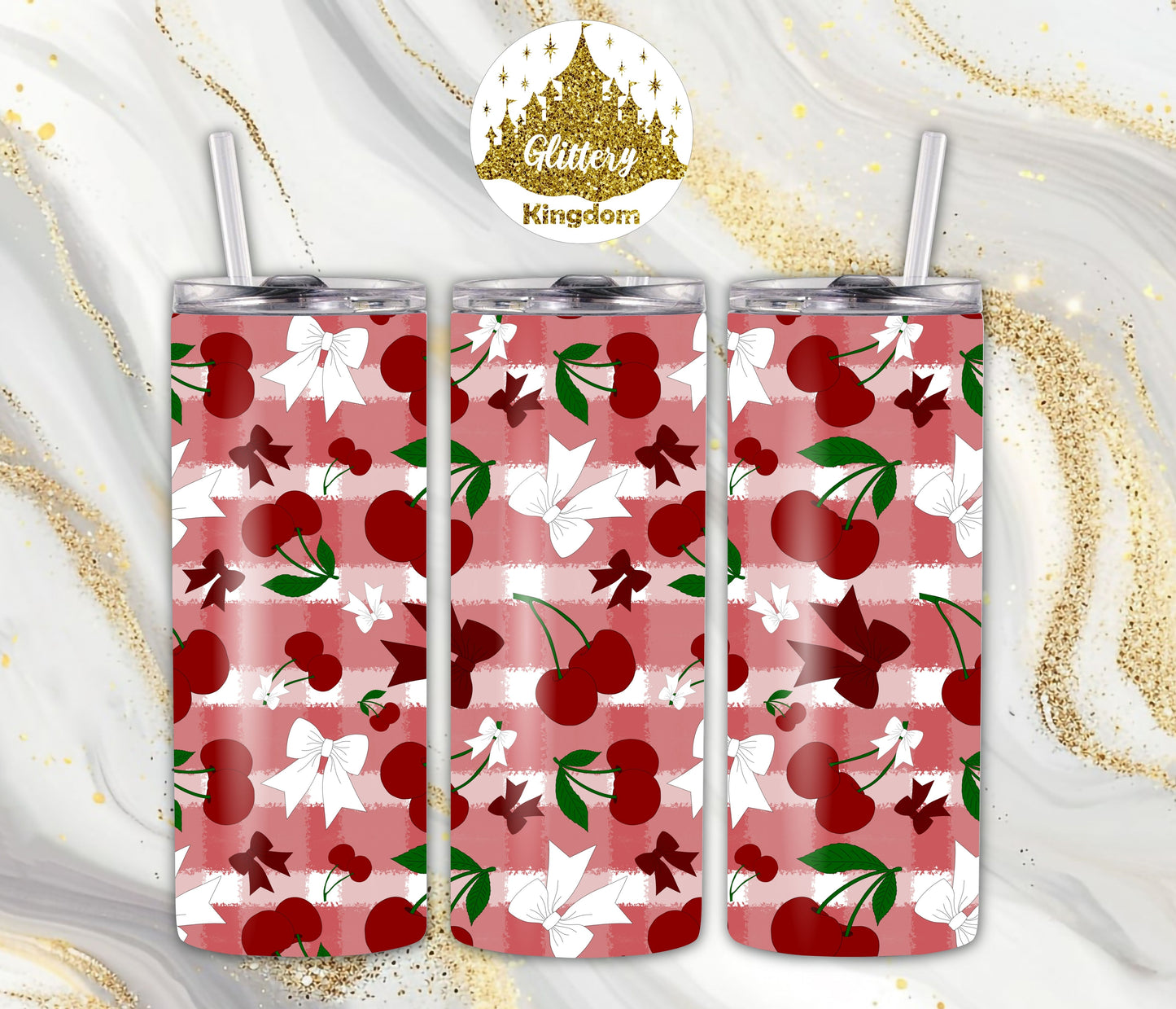 Cherries 20oz Skinny Tumbler (Customizable)