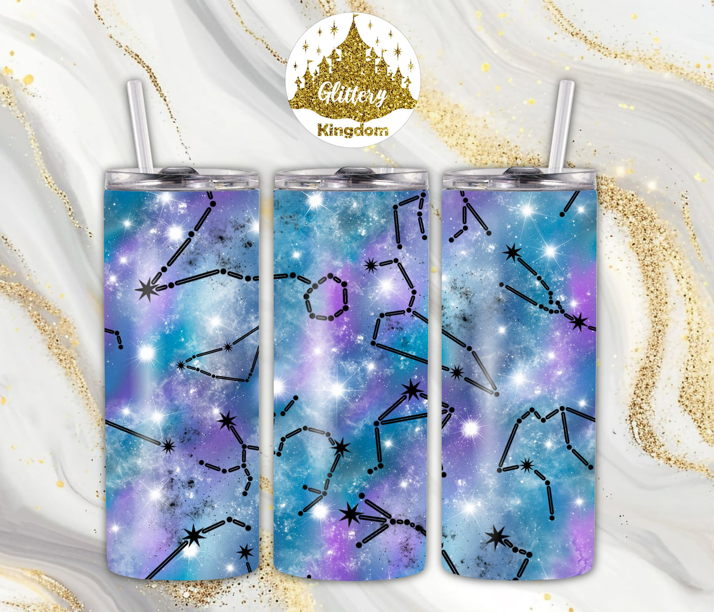 Galaxy Constellations 20oz Skinny Tumbler (Customizable)
