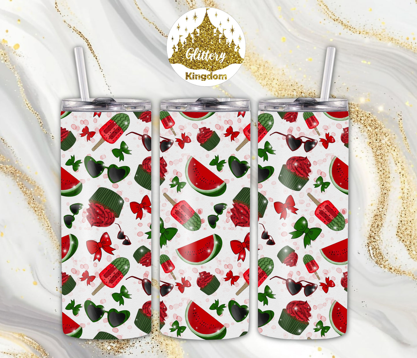 Watermelon Summer 20oz Skinny Tumbler (Customizable)