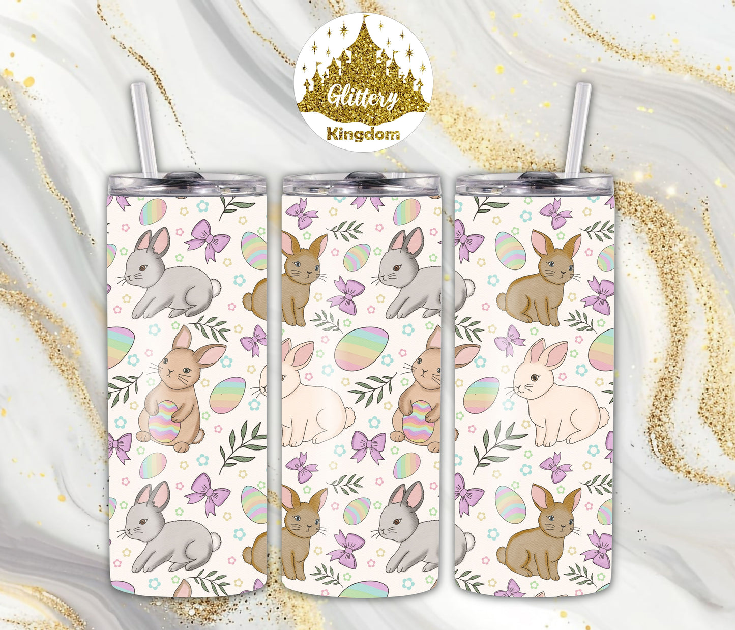 Cute Easter Bunnies 20oz Skinny Tumbler (Customizable)