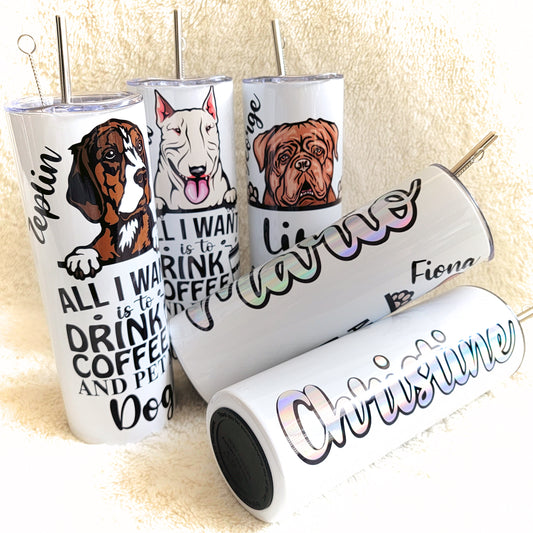 Peeking Dog Breed 20oz Skinny Tumbler (Customizable)