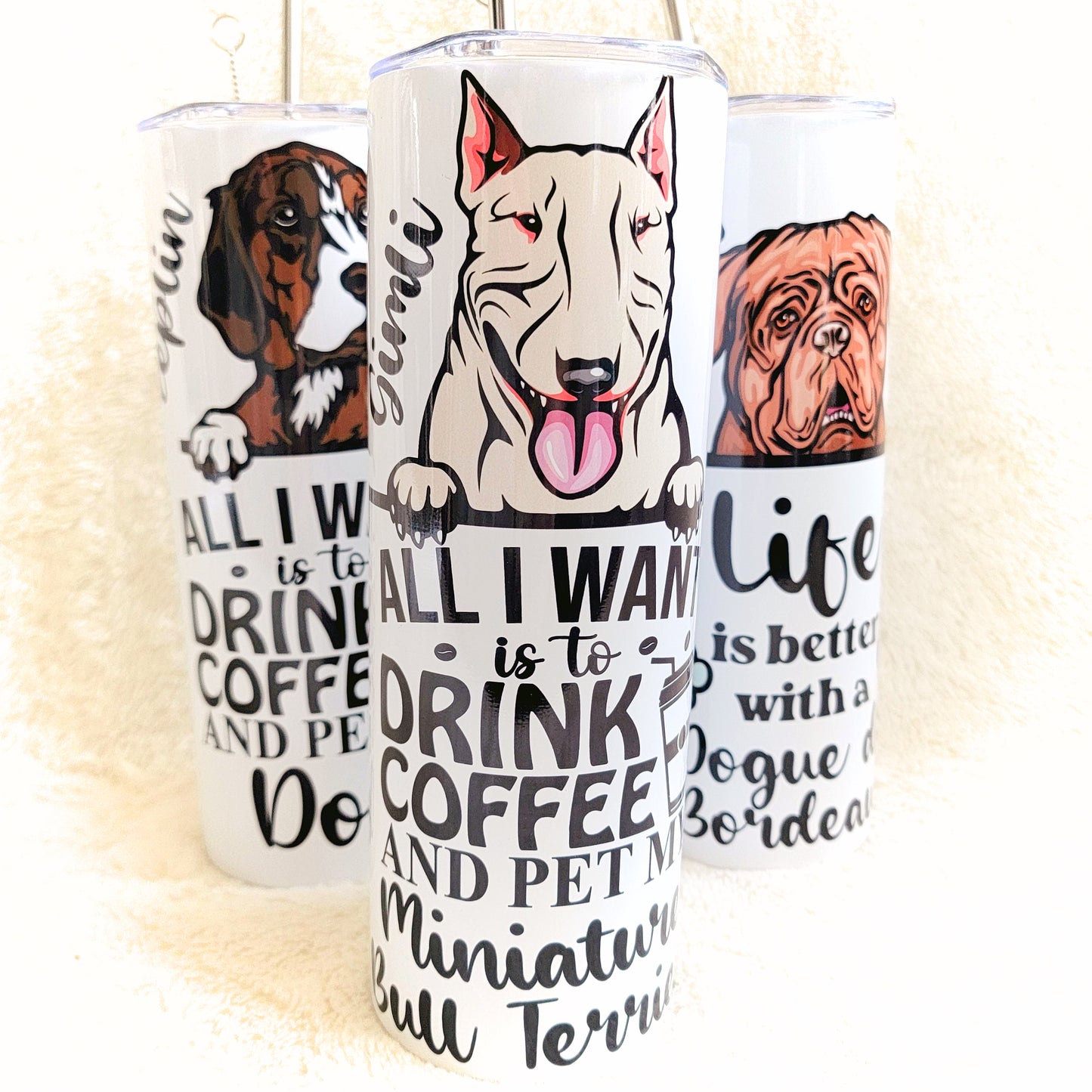 Peeking Dog Breed 20oz Skinny Tumbler (Customizable)