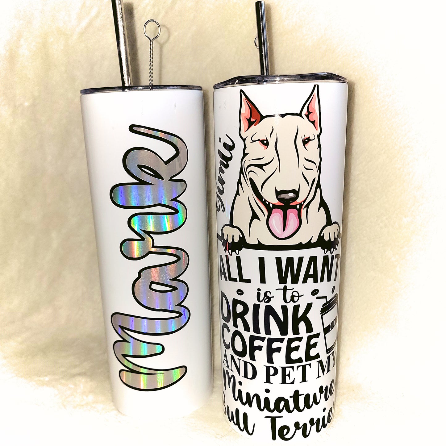 Peeking Dog Breed 20oz Skinny Tumbler (Customizable)